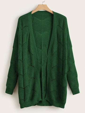 Knitted Oversized Cardigan - Green