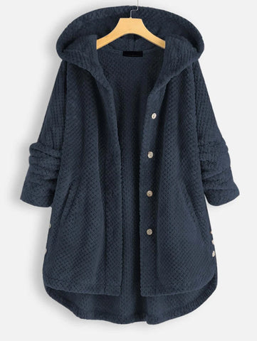 Comfy Hooded Coat - Navy Blue