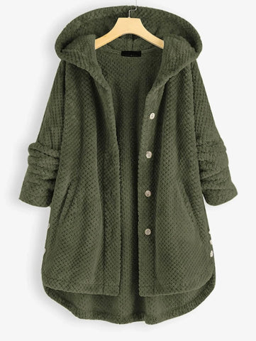 Comfy Hooded Coat - Army Green